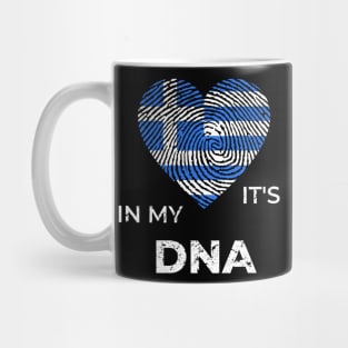 It's In My Dna Greek Flag Greece Genealogy Ancestry Descent Nationality Fingertip Heart Mug